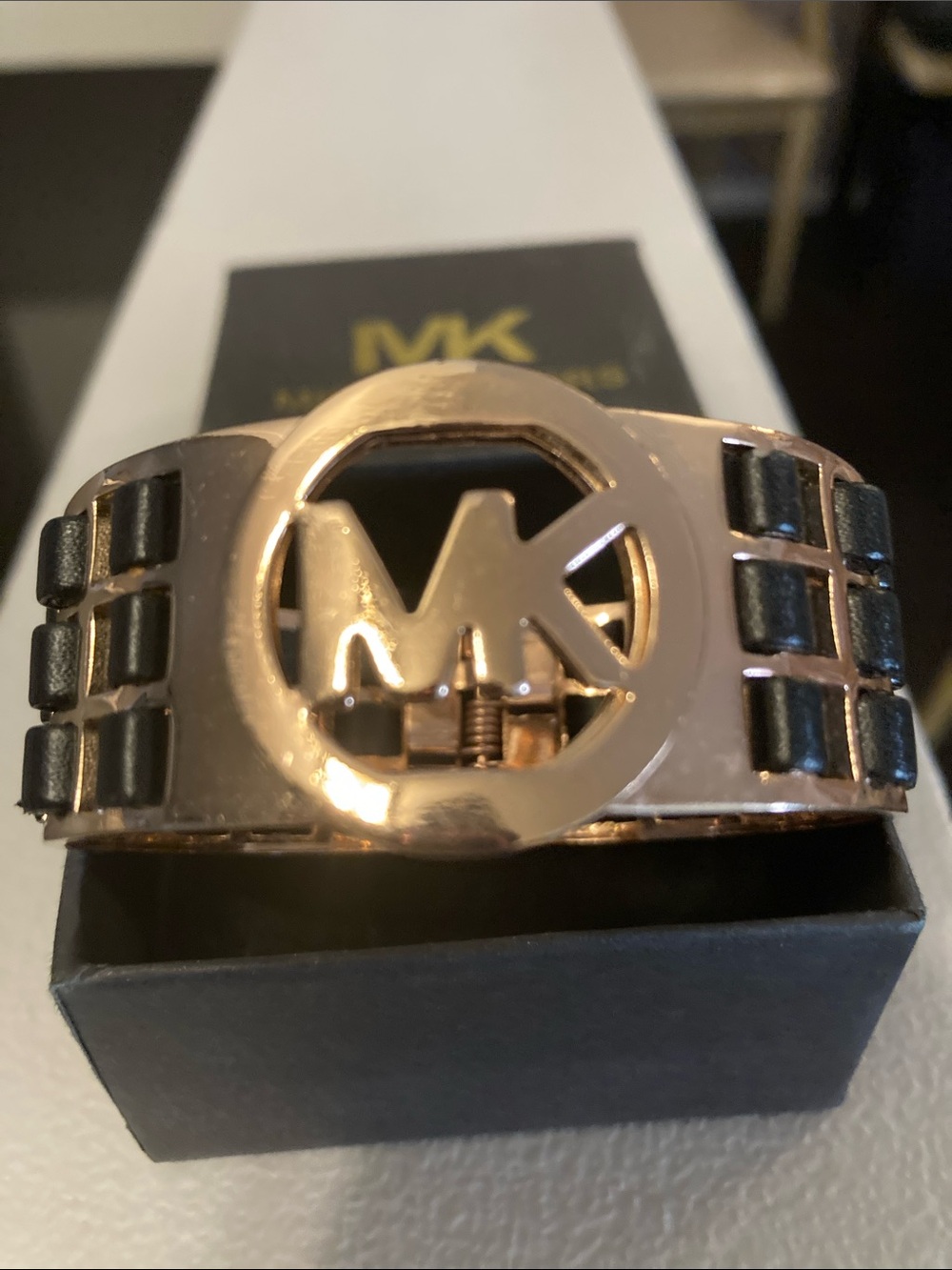 Michael Kors Cuff Bracelet with Black Inset Design